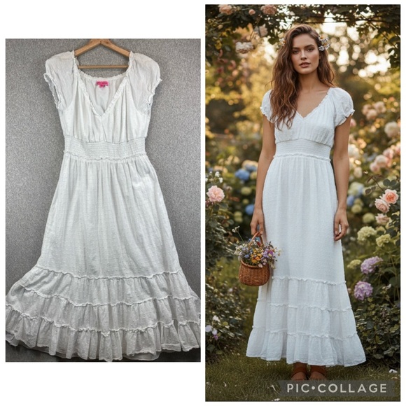 Betsey Johnson Dresses & Skirts - Vtg Betsey Johnson maxi dress XL cottagecore prairie boho babydoll milkmaid y2k